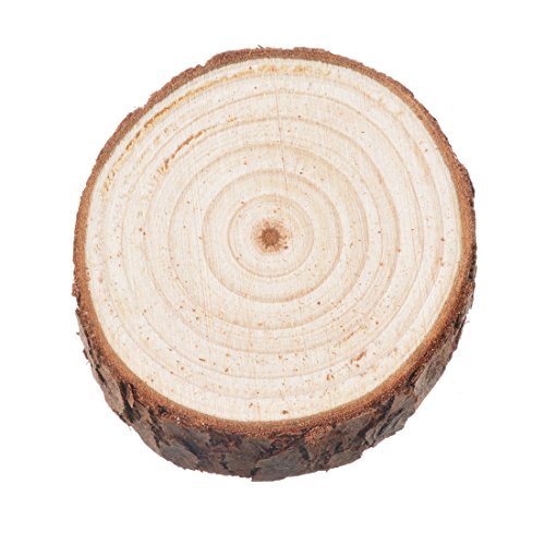Souarts Unfinished Natural Wood Disc Slices Circles with Tree Bark Log Discs for DIY Craft