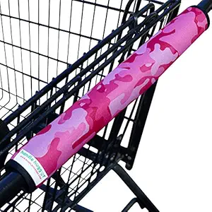Shopping Cart Handle Cover by Handle Hugger | Buggy Covers for Babies | Cart Cover for Babies Girls | Travel Accessory | Kid Friendly | Compact, Foldable, Reusable, Washable | 18 in.(Pink)