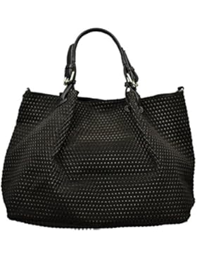 Schöne praktische Leder Schwarze Handtasche aus Leder Belloza Nera über die Schulter