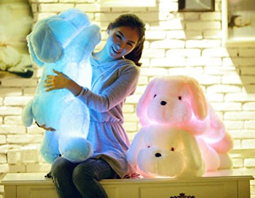 Supper Cute Design Little Stuffed Toys - Sparkling Dog Puppy Plush Toy with LED Light 31 Inch (white)
