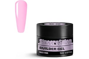 SINCERO SALON Gel Construction Ongle UV Solid - Baby Pink - TPO Free - Résistant 4in1 Builder Gel pour Renforcement Protéger Extension et Décoration - Nail Art Ongles UV LED - Longue Durée - 15ml
