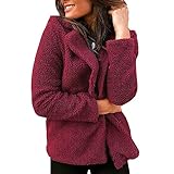 TianWlio Jacken Parka Mäntel Herbst Winter Warme Jacken Strickjacken Damen Solide Suit Blazer Jacke Mantel Outwear Kurzmantel Warme Oberteile Wein XL