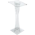 Leggio In Plexiglass Trasparente Con Piano Inclinato E Due Ripiani - 45x50xH125 Cm - Ideale Per Chiese E Conferenze - 2