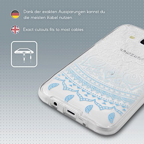 Urcover   Funda Galaxy J5 Edici  n 360 Grados Mandala Flexible Samsung Galaxy J5 Protecci  n Completa Delgada Antichoque Antigolpes Anticaidas Transparente en Azul