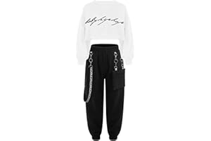 iiniim Mädchen Sport Set Langarmshirt Crop Tops + Sport BH Bustier + Cargohose Kinder Sport Trikot Hip Hop Kleidung Street Dance Outfits Gr.98-176