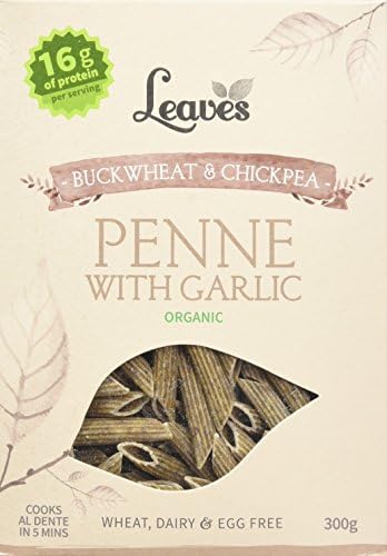 Leaves Organic Buckwheat and Chickpea Garlic Penne Pasta, 300 g, Pack of 8