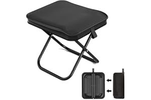MEISHANG Camping Hocker,Klapphocker 28CM,Tragbarer Klapphocker,Mini Outdoor Camping Klappstühle mit Aufbewahrungsbeutel,für Camping Garten Reisen Angeln Grillen Strand Picknick(Schwarz/1)