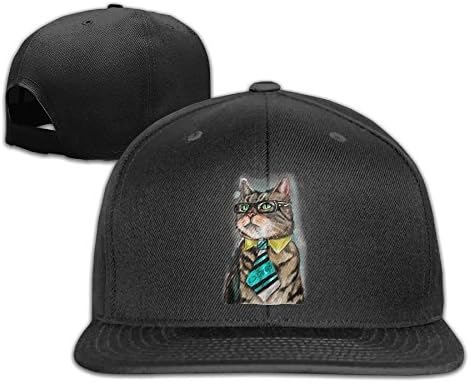 Bespectacled Cat Snapback falt Hat Adjustable Baseball Cap