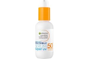Garnier Siero Viso Protettivo Invisibile Super UV, Per Tutti i Tipi di Pelle, Protezione SPF 50+, Ad Assorbimento Rapido, Con Ceramide Protect, Ambre Solaire, 30 ml