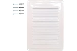 DEMLOU Metalowy odpowietrznik ze stali ocynkowanej, powlekany proszkowo, w kolorze białym RAL 9016, biała metalowa kratka wentylacyjna, metalowy dyfuzor powietrza (18 x 25 cm)