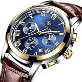 Herren Uhr Mode Leder Wasserdicht Datum Kalender Gesch?fts Klassisch Analog Quarz Dünn Armbanduhr Gents Chronograph Sport Mit Gold Schwarz Herren Uhren