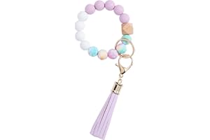 CHUQING Portachiavi Donna,Portachiavi Da Polso in PU Nappa,Portachiavi Braccialetto per Regalo Ragazza Donna Girl,Silicone