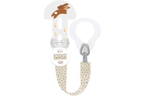 MAM | Attache-sucette (coloris aléatoire) – Attache pour sucette lavable de longueur réglable – Attache-sucette compatible avec toutes les sucettes MAM