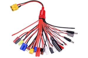 JOYSOG Adaptateur Chargeur de Batterie Lipo RC 19 en 1, câble de Charge Multifonction pour Drone/pour Traxxas/EC3/EC5/mCP X/mcX... (Prise XT60)