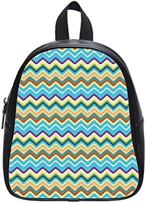 Outdoor Travel Leather Black Casual Backpack/School Bag (Small) Custom Bardian Chevron Pattern