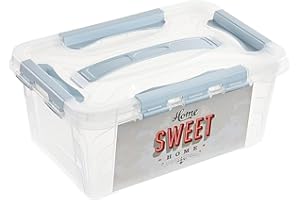 keeeper Caja de almacenamiento Sweet Home con tapa y cierre de clic, Giratoria y apilable, 4,2 L, lina, Rachblau (Azul)