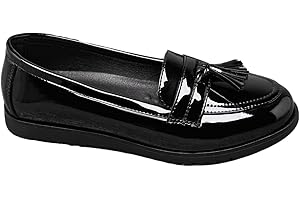 IVACHY Women's Black Patent Loafers with Bow or Tassel Style – Slip-On Flat Shoes – Comfortable Stylish Casual Work Flats for Office, School, Everyday Wear