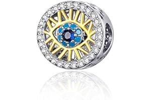 YASHUO JEWELLERY Niebieskie kryształowe koraliki złe oko zawieszki do bransoletek Pandora, zawieszki ze srebra wysokiej próby 925, szczęśliwe koraliki, kamień urodzenia, zawieszki pasują do europejskich bransoletek z łańcuszkiem wężowym