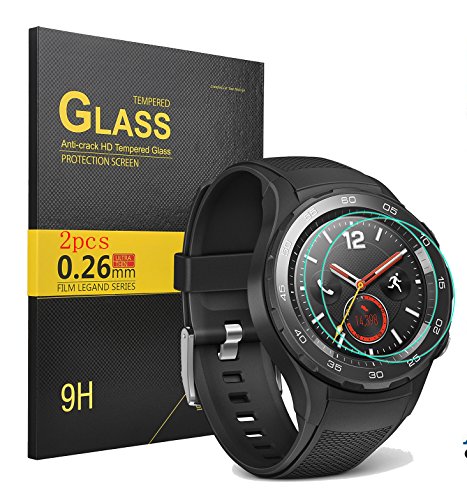 Huawei Watch 2 Schutzfolie,KuGi Huawei Watch 2 panzerglas folie – [2 pack]High Quality 9H Härte HD gehärtetem Glas-Schirm-Schutz für Huawei Watch 2 smartwatch. - 2
