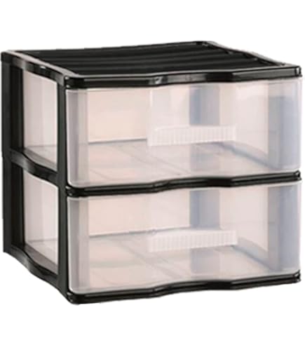 Commode 2 Tiroirs Transparents - Vert Pastel - Plastique PP - 18x27x35.5 Cm - Fabriqué En Espagne