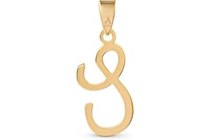 Amberta Italian 9ct Gold Initial Pendant for Women and Men | Real Letter Pendant Without Chain | Solid Gold