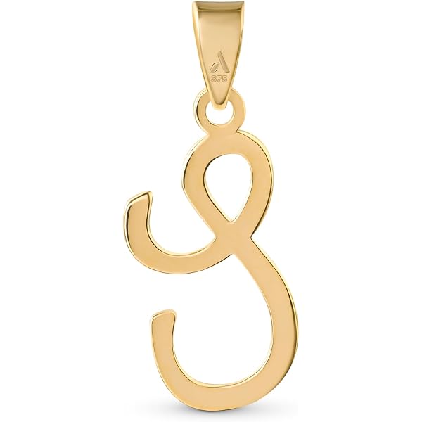 NKlaus Ciondolo A Catena Lettera S Piccola - Oro Giallo 8kt (333), Dimensioni 6x5mm, Regalo Per Bambini