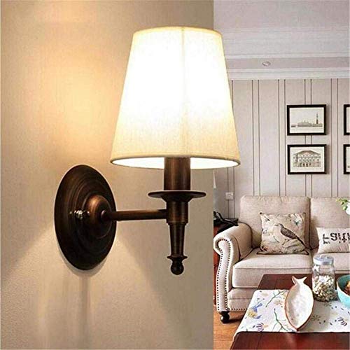 Preisvergleich Produktbild Wandleuchte, Kronleuchter Cloth Lampshade Wandleuchte einfacher Retro- Mini Wandleuchte zylindrisches Metall Flax Wandleuchte Laterne