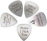 Both Sides Engraved - Personalised Engraved Stainless Steel Guitar Pick Plectrum, BOLD CONTRASTING TEXT - GIFT WEDDING MUSIC PRESENT CHRISTMAS BIRTHDAY