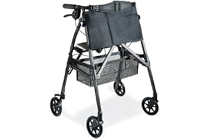 Stander EZ Fold-N-Go Rollator, Lightweight Folding 4 Wheel Rollator with Seat and Lockable Brakes, Elderly Limited Mobility Aid, Black Walnut (Eligible for VAT Relief in the UK)