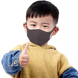 THE BLAZZE 2002 Unisex Adjustable Anti-Dust Anti Pollution Reusable Washable Face Mouth Mask Black (Kids Pack of 1, Steel Gray)