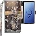 Produktbild CLM-Tech kompatibel mit Samsung Galaxy S9 Hülle, Tasche aus Kunstleder, Katze Tiger grau, PU Leder-Tasche für Galaxy S9 Lederhülle