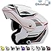 Produktbild LSY Motorrad FM Integrierter Bluetooth-Klapphelm Motorradhelm mit Zwei Lautsprechern und abnehmbarem und waschbarem Innenfutter,White,L(5960CM)