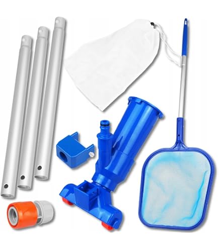 Épuisette Piscine Avec Manche Télescopique 187cm + Brosse - Kit Nettoyage Piscine Maille Fine Pour Piscines, Spas, Étangs