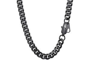 PROSTEEL Men Chunky Chain, 6/10mm Miami Cuban Necklace, 46/51/55/61/66/71/76 CM, 316L Stainless Steel/Gold Plated/Black (Send Gift Box)