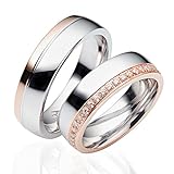 Eheringe Verlobungsringe Trauringe Freundschaftsringe Silber 925 Sterling Rotgold Plattiert *inkl. GRATIS Etui und Steinen* LC05