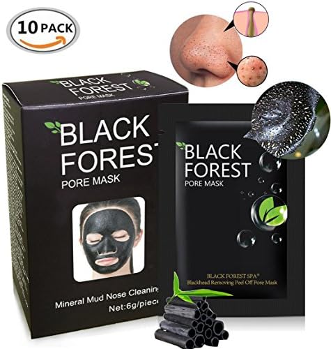Black Forest Spa Black Mask, Black Head Remover Mask , Mineral Black Mud Nose Mask, Blackhead Anti Acne Pore Remover Peel Off Blackhead Mask Deep Cleansing Acne Treatments Peel Off Removal Mask (10pcs)