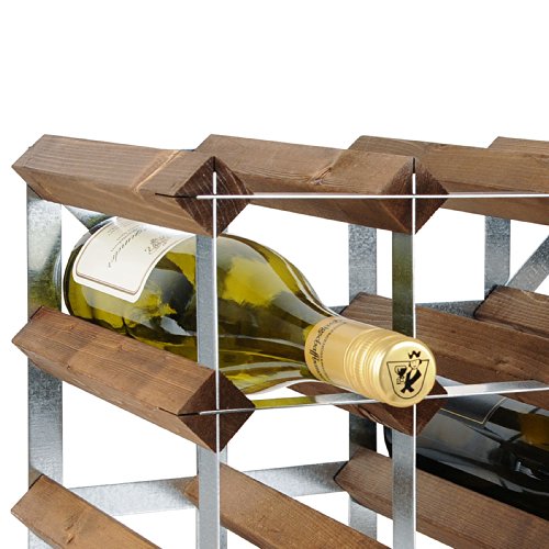 Weinregal / Flaschenregal System TREND, für 30 Fl., Holz Kiefer braun gebeizt, komplett montiert, stapelbar / erweiterbar – H 42 x B 61,2 x T 22,8 cm - 3