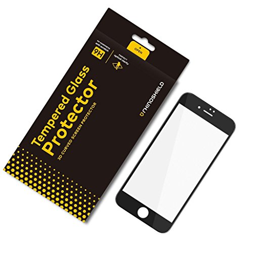 RhinoShield Protector de Pantalla para iPhone 8 / iPhone 7 [Vidrio Templado 9H 3D de Bordes curvados] | Protección de Pantalla Transparente y Resistente a Las rayaduras - Negro