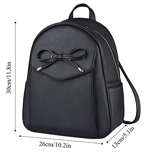 COOFIT Womens Black Backpack Faux Leather Backpack Cute Small Backpacks School Bags Satchel Backpack for Women Girls