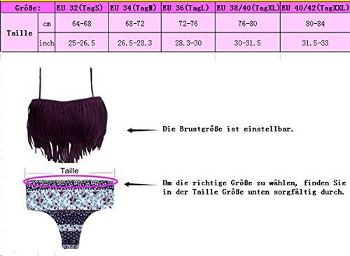 YaoDgFa Sexy Strand Damen Bikini mit Quaste Set Bademode Badeanzüge Bikinis für Frauen Mädchen Bandeau Zweiteilig - 3