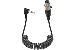 GELRHONR Mini kabel 3-pinowy XLR do 3,5 mm, wtyczka spiralna, 90 stopni TRS stereo kabel audio, kabel mini XLR, gniazdo mikrofonowe, do kamery wideo, MP3, (50 cm
