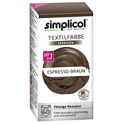 Simplicol Textilfarbe intensiv all in 1 -Flüssige Rezeptur "Espresso-Braun" Neu!