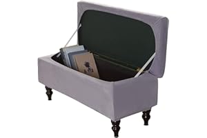 XGANGM Copri Pouf Poggiapiedi Elasticizzato Copri Ottomano Velluto Rettangolare Copertura per Cassapanca Contenitore Fodera Panca Poggiapiedi Pieghevole Per Camera Da Letto,Light gray,1Small