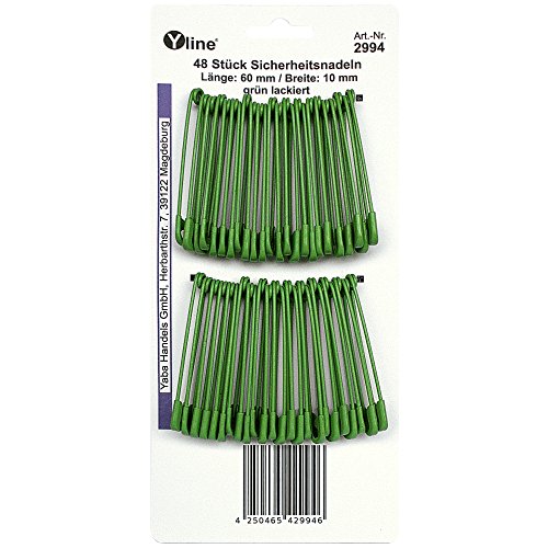 48 Stück Sicherheitsnadeln maxi / groß, grün 60 mm, Sicherheits- Nadel Nadeln Schmucknadeln, 2994