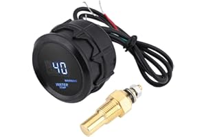 Manometre temperature eau voiture jauge,LED bleu numérique de température d'eau Jauge avec capteur de température 52 mm 2 pouces