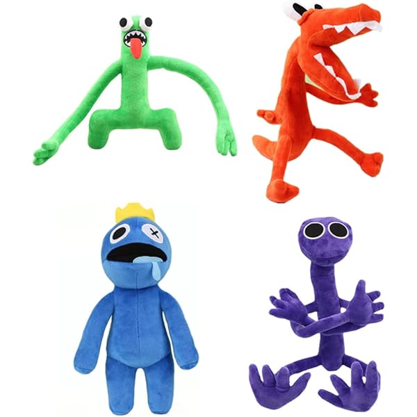 4pcs, 11.8-15.7inch,Rainbow Friends Plush Toy,Blue Plush，Green