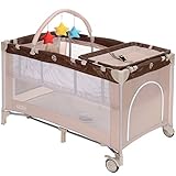 LCP Kids Kinder Reisebett höhenverstellbar Babylaufstall faltbar mit Wickelauflage - 2