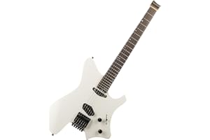 EART GW2T-SE Guitare électrique sans tête avec système de chevalet fixe entièrement réglable, extrémités arrondies, frettes en acier inoxydable Jumbo (blanc)