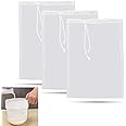 3pcs 200 Mesh Micron Brew Bag Filter,Fine Mesh Nylon Straining Bag,Washable Strainer Bags,Reusable Micron Fine Mesh Filter Bags with Rope for Nut Milk,Green Juice,Cold Brew,Home Brewing(20x30cm)