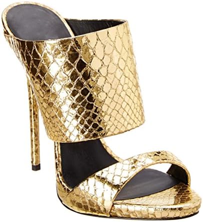 Womens Peep Toe Platform Stiletto Slip On Ladies High Heel Ankle Strap Sandals Shoes Gold Size 35-45,Gold,EU45/UK13